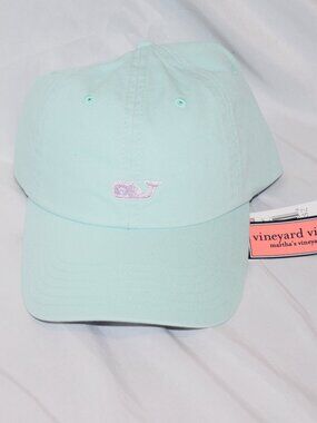 NEW vineyard vines Whale Logo Embroidery Cotton Baseball Hat Cap Aqua Haze T86